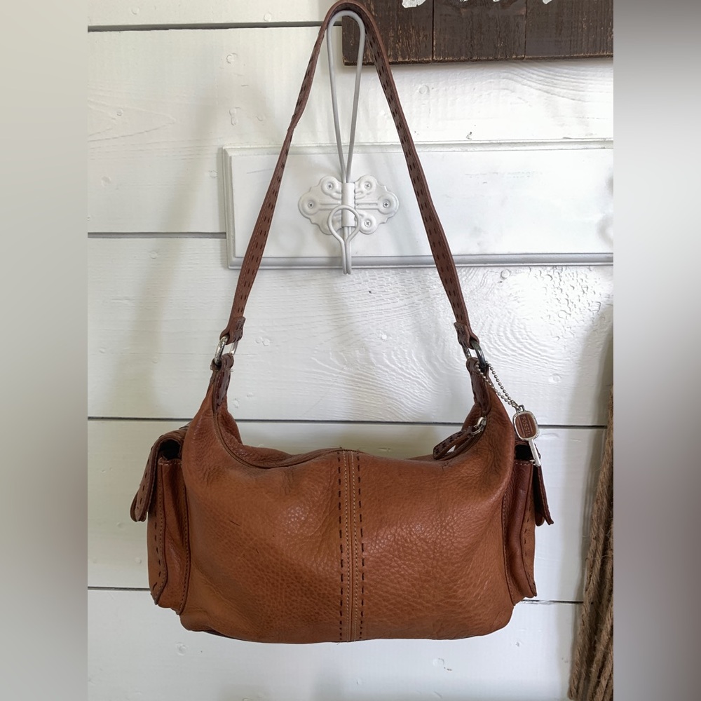 Fossil Leather Shoulder Bag with Side Pockets